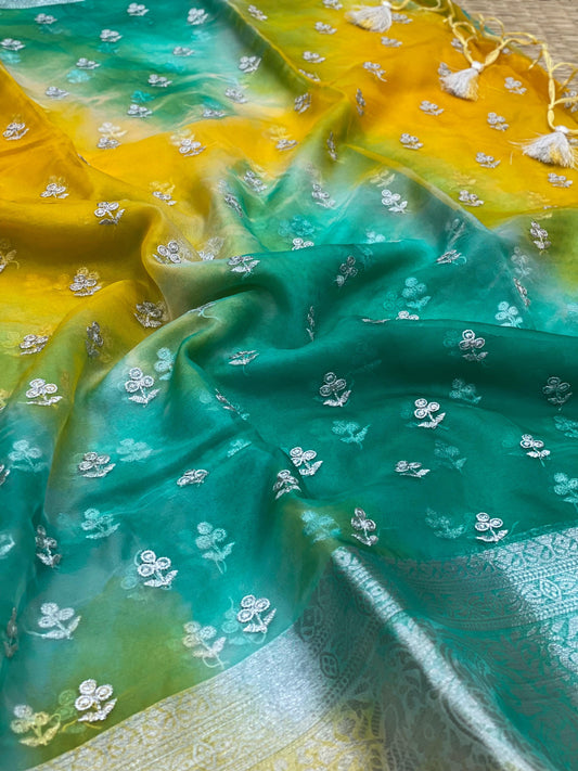 soft and silky pure crape silk georgatte saree