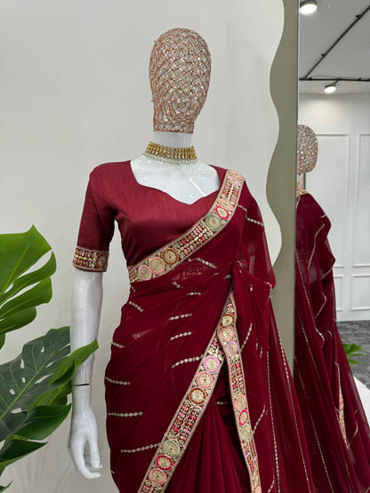 Elegant Faux Georgette Saree